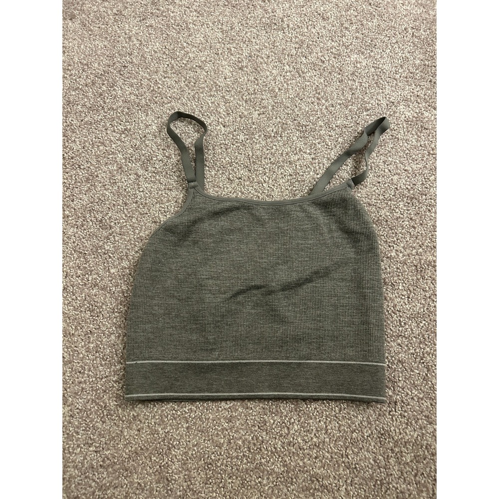 Aerie Ribbed Crop Cami Womens XS Olive Green Excellent Adjustable Straps Tank